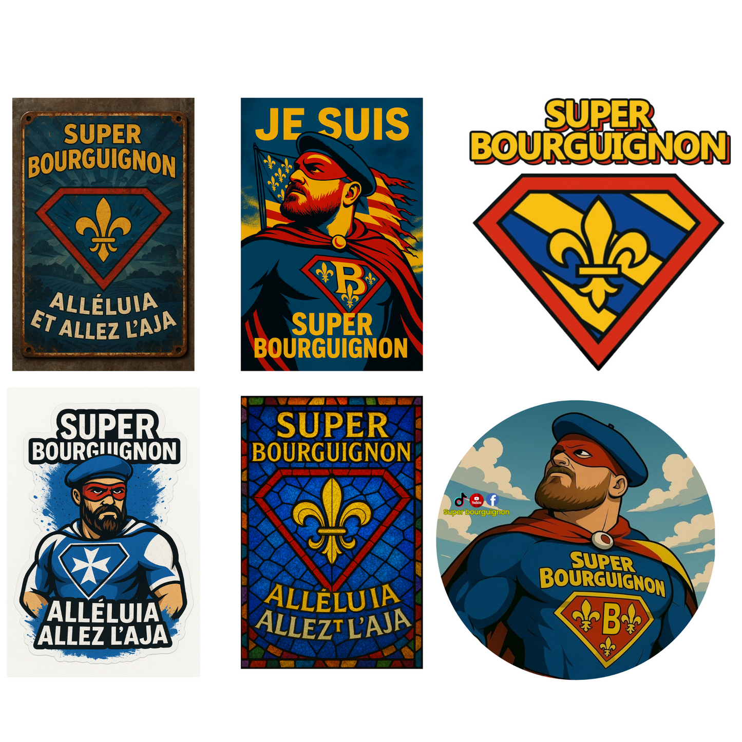 Lot 6 autocollants Super Bourguignon